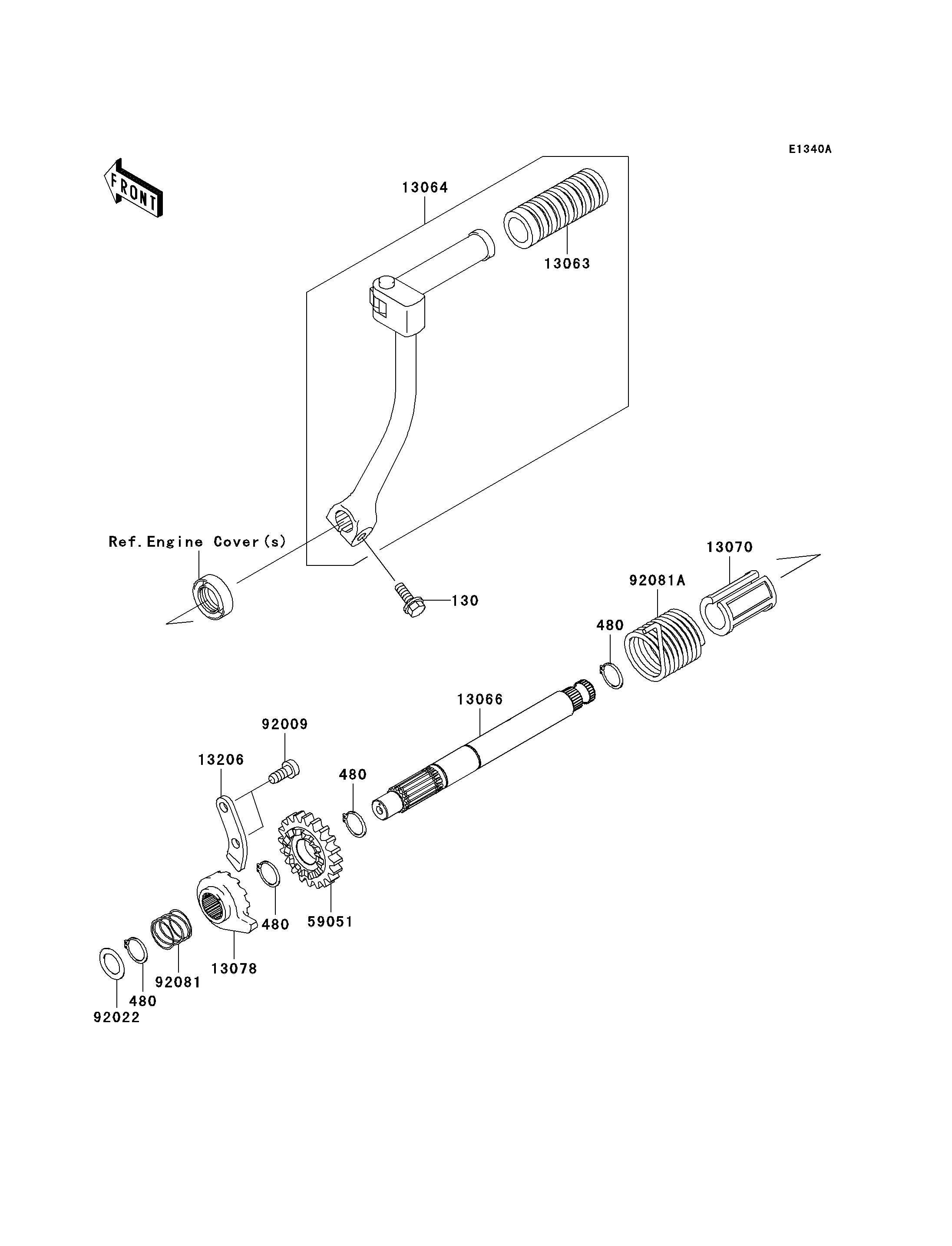 MECANISME DE KICK POUR KLX110 KLX110-A2 VERT 2003 EUROPE