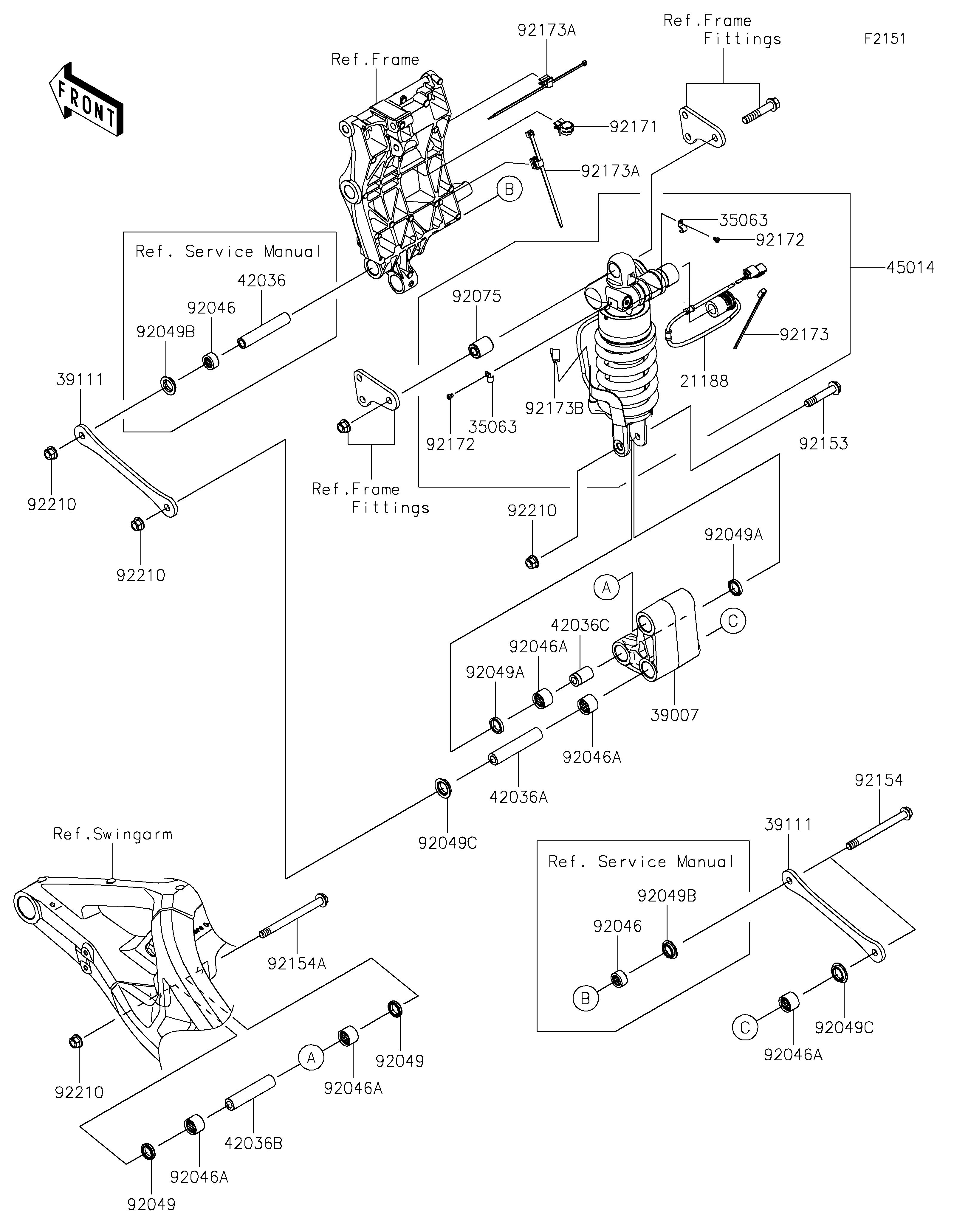 SUSPENSIONAMORTISSEUR POUR Z H2 SE ZR1000LMFNN VERT MAT 2021