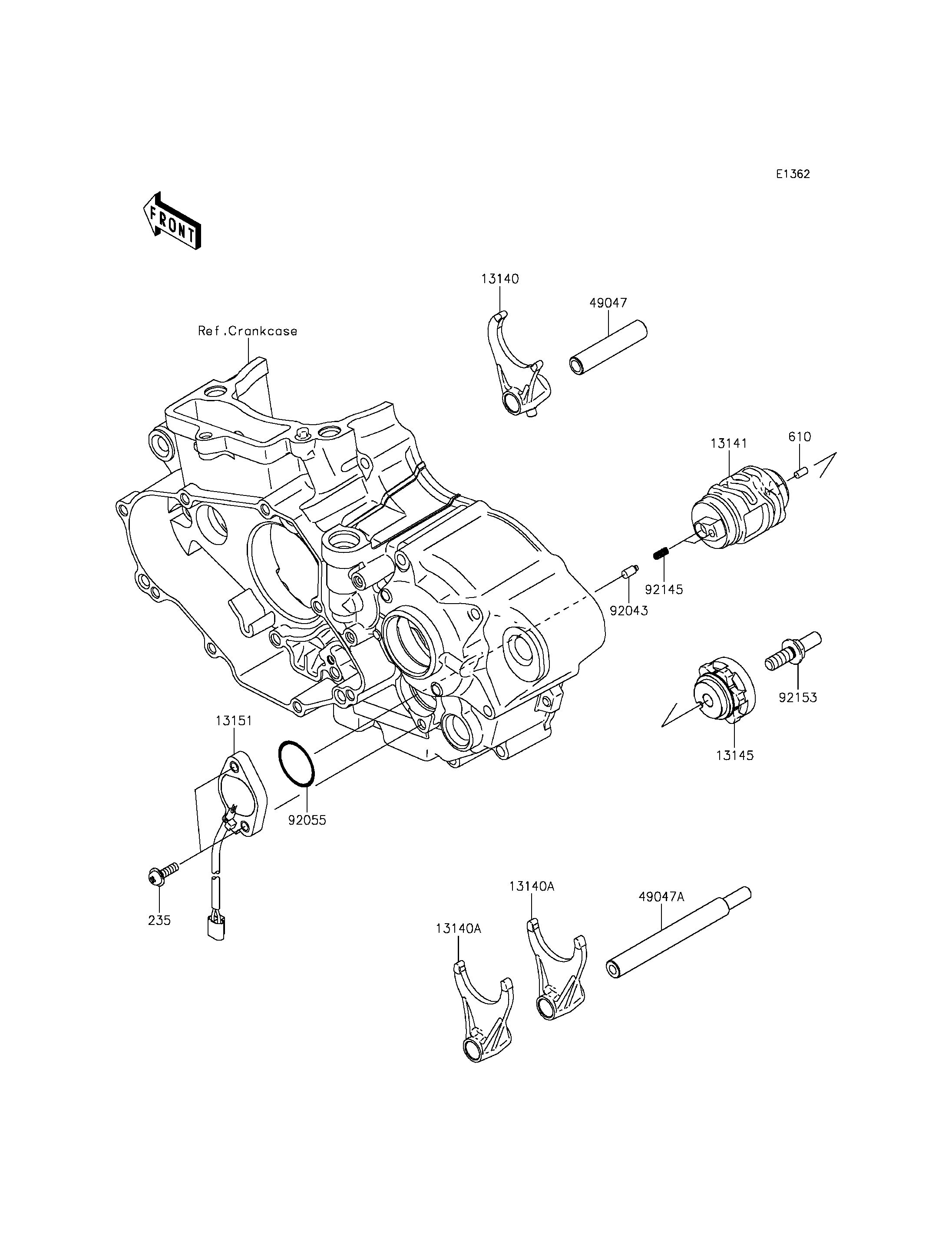 FOURCHETTEBARRILLET DE SELECTION POUR KX450F KX450FFF VERT 2015 EUROPE