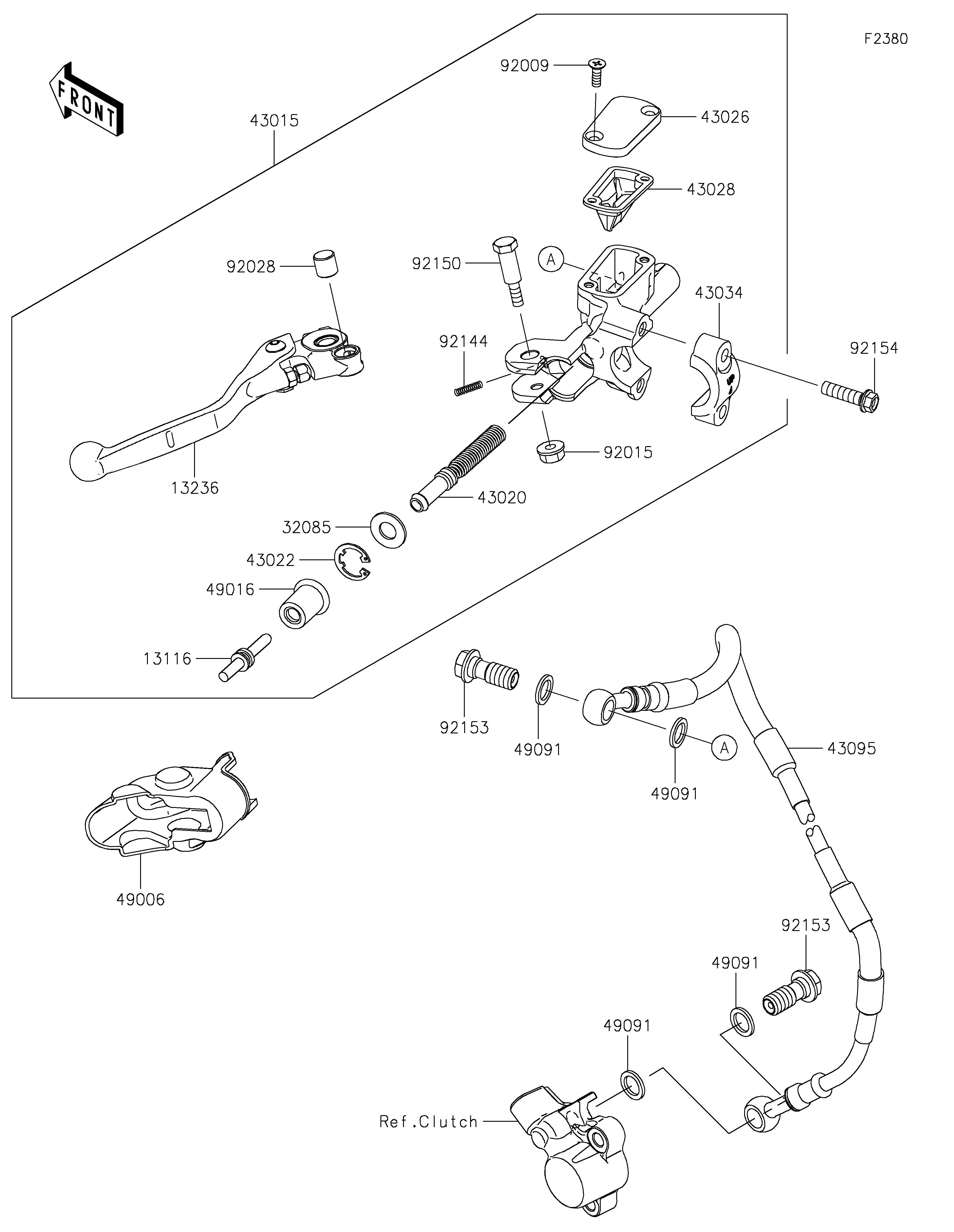 EMBRAYAGE MAITRE CYLINDRE POUR KX250 KX252ESFNN VERT 2025 EUROPE