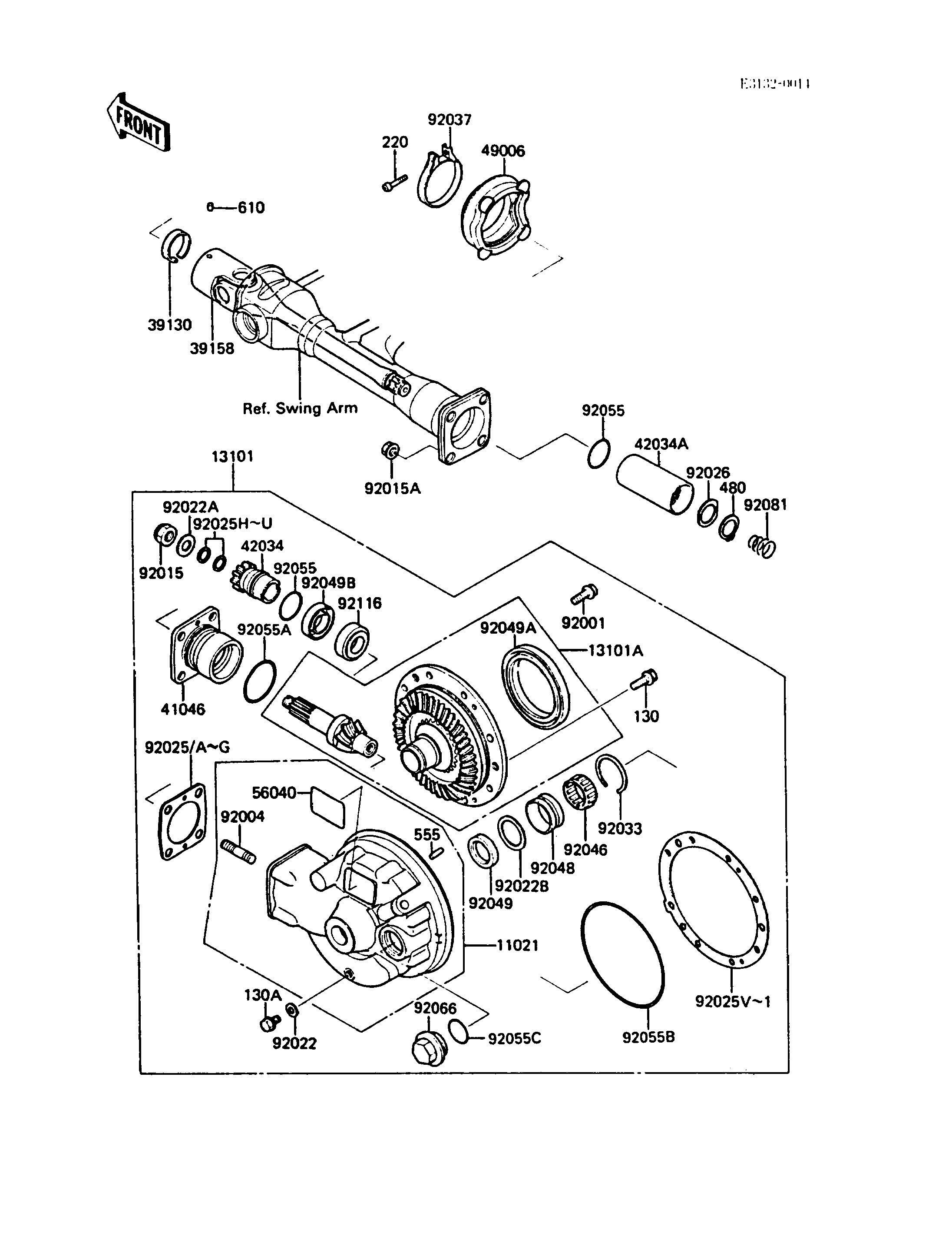 ARBRE DE TRANSMISSION TRANS FINALE POUR 1000GTR ZG1000-A1 GRIS 1986 EUROPE