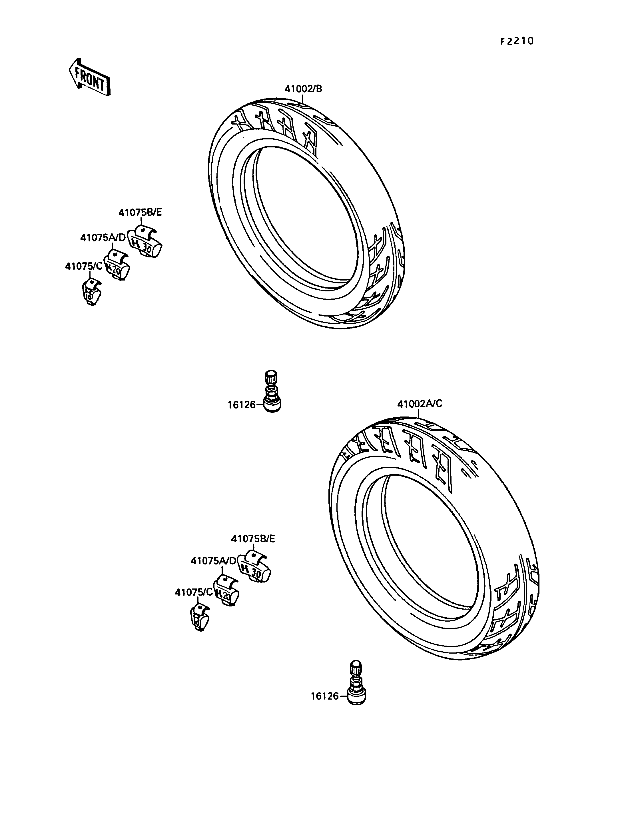 PNEUS POUR GPX750R ZX750-F1 BLANC 1987 EUROPE