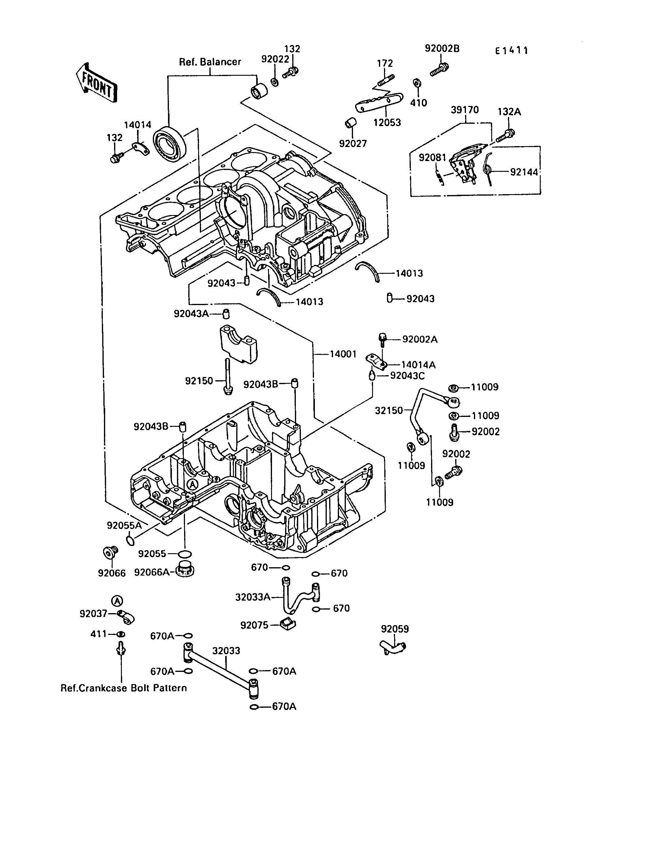 CARTER MOTEUR S POUR ZX-10 ZX1000-B1 NOIR 1988 EUROPE