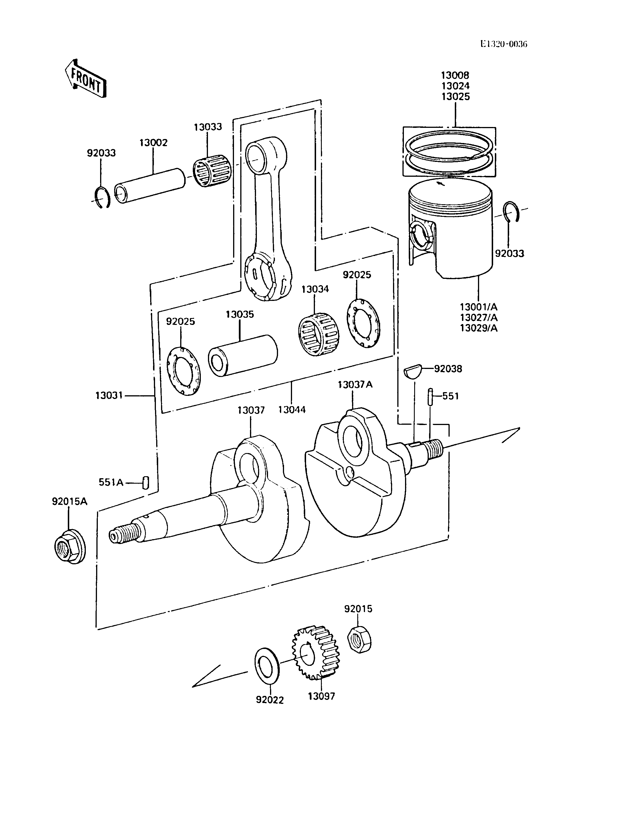 VILEBREQUIN PISTON POUR AR50 AR50-C6 BLANC 1988 EUROPE