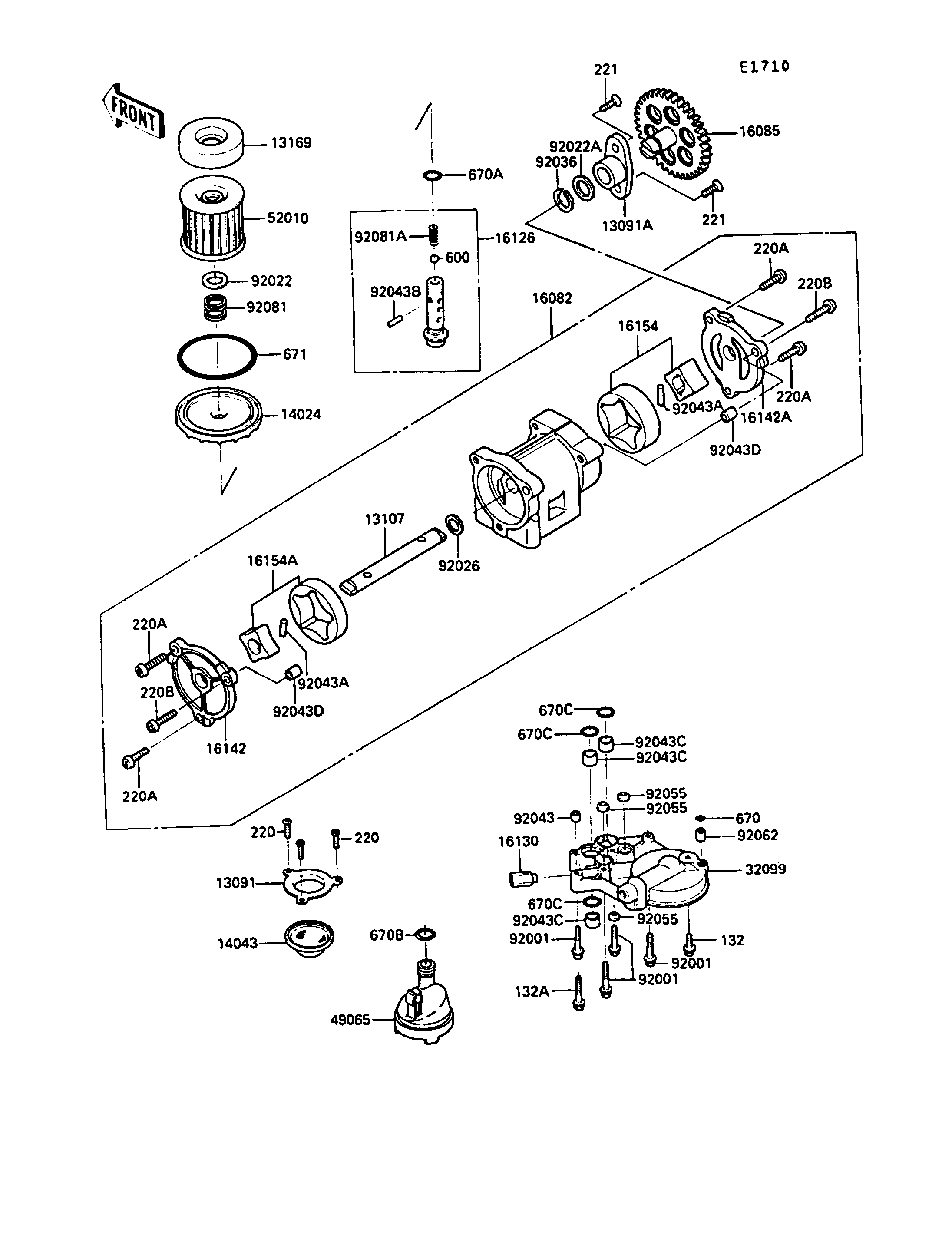 POMPE A HUILE POUR 1000GTR ZG1000-A4 BLANC 1989 EUROPE