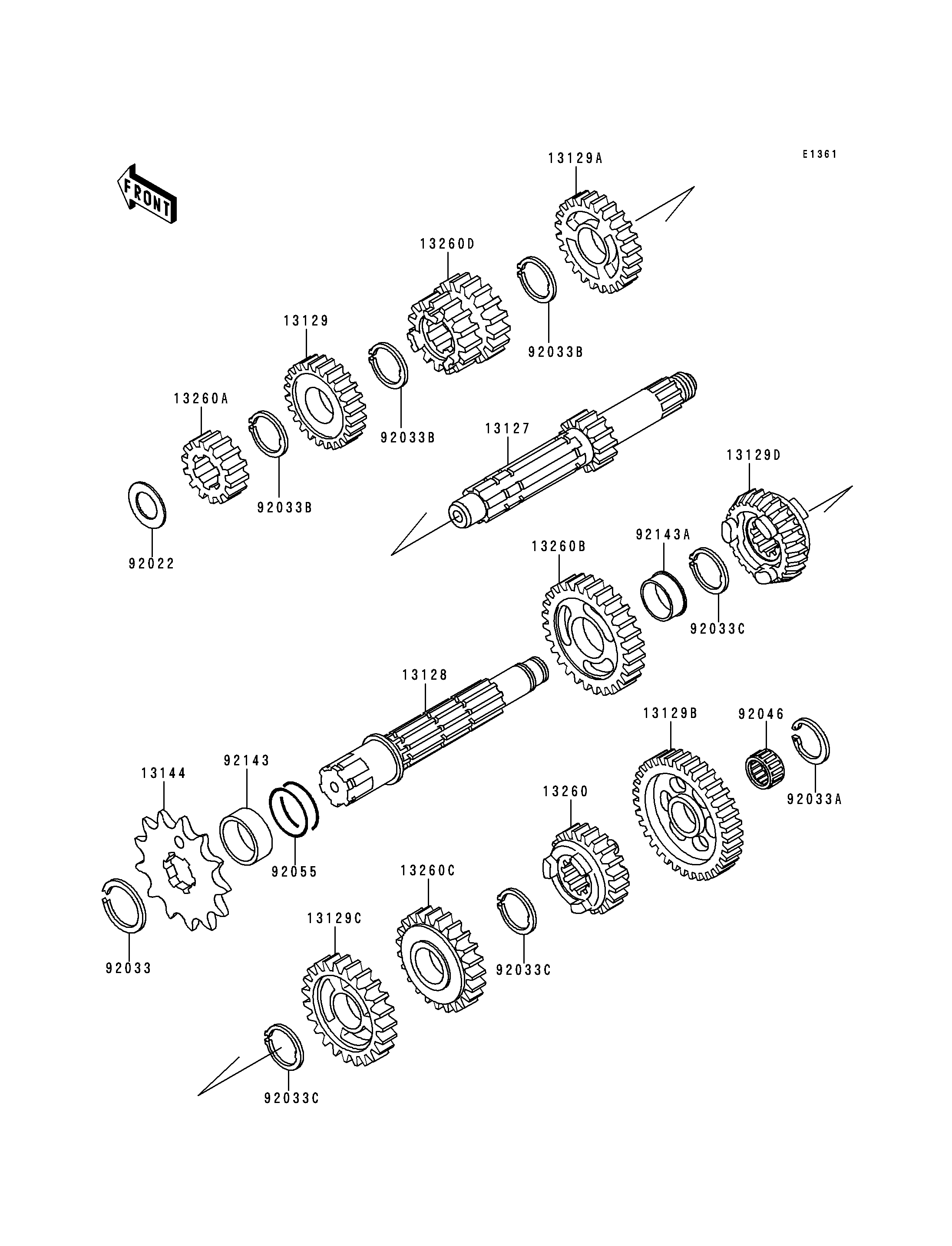 TRANSMISSION POUR KDX200 KDX200-E4 VERT 1992