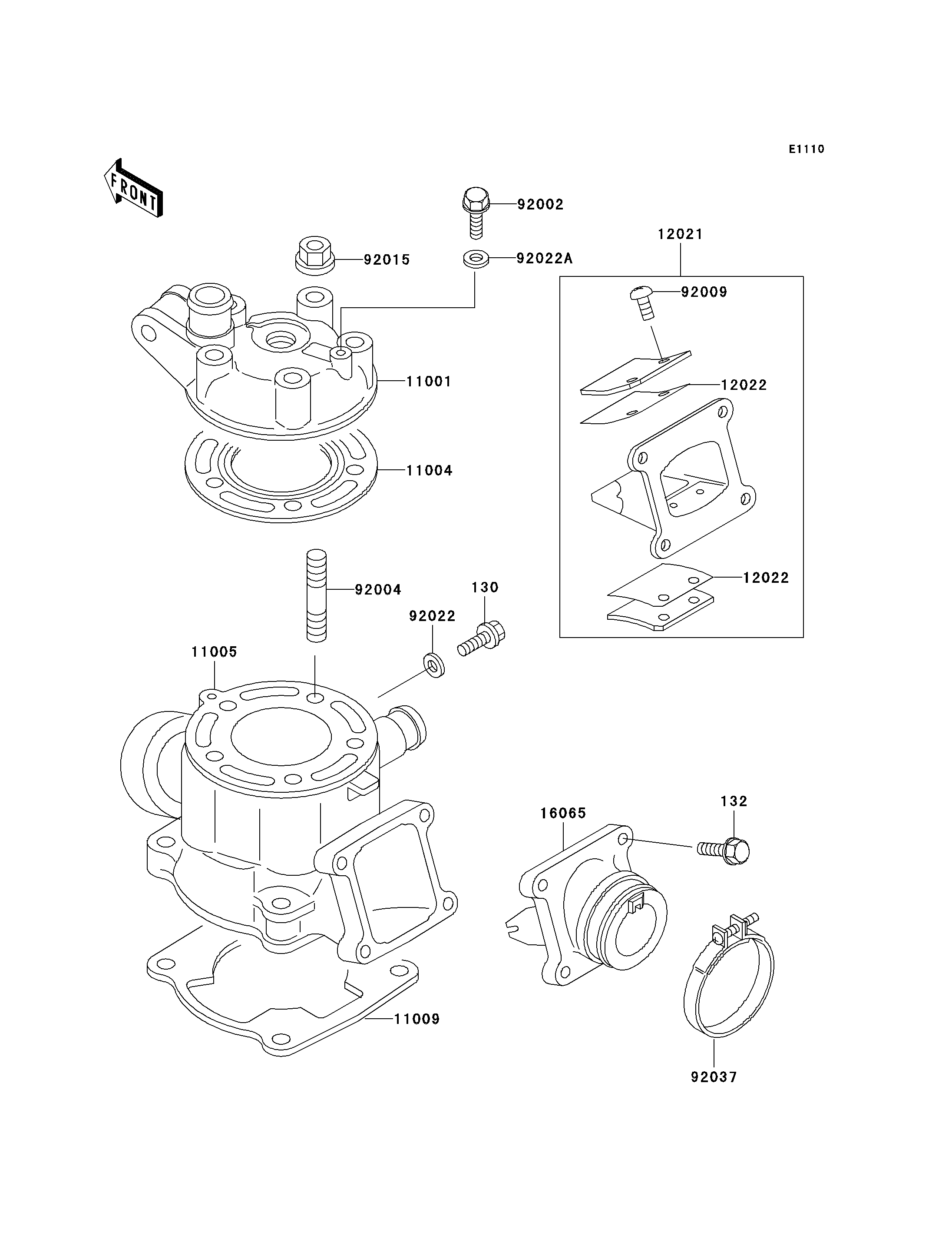 CULASSECYLINDRE POUR KX100 KX100-B7 VERT 1997 EUROPE