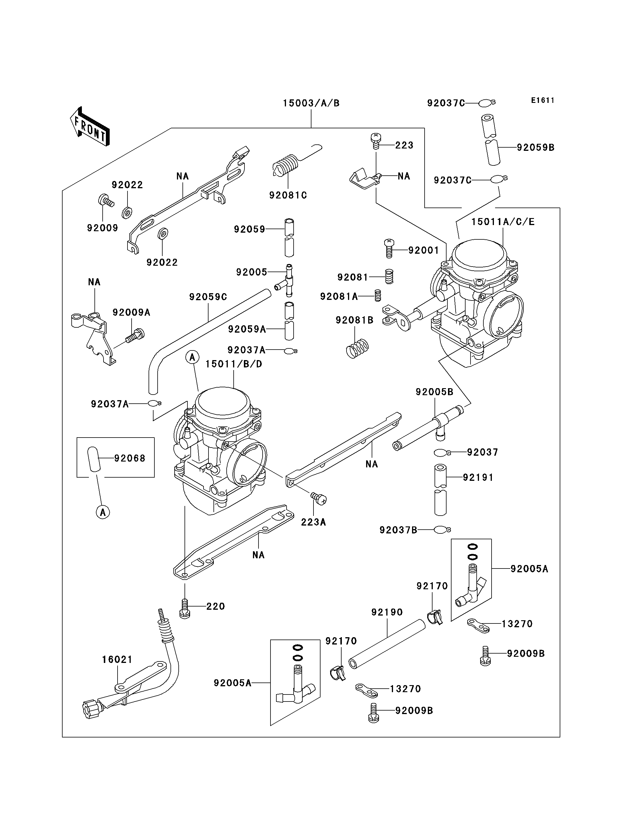 CARBURATEUR POUR ER-5 ER500-A1 BLEU 1997 EUROPE