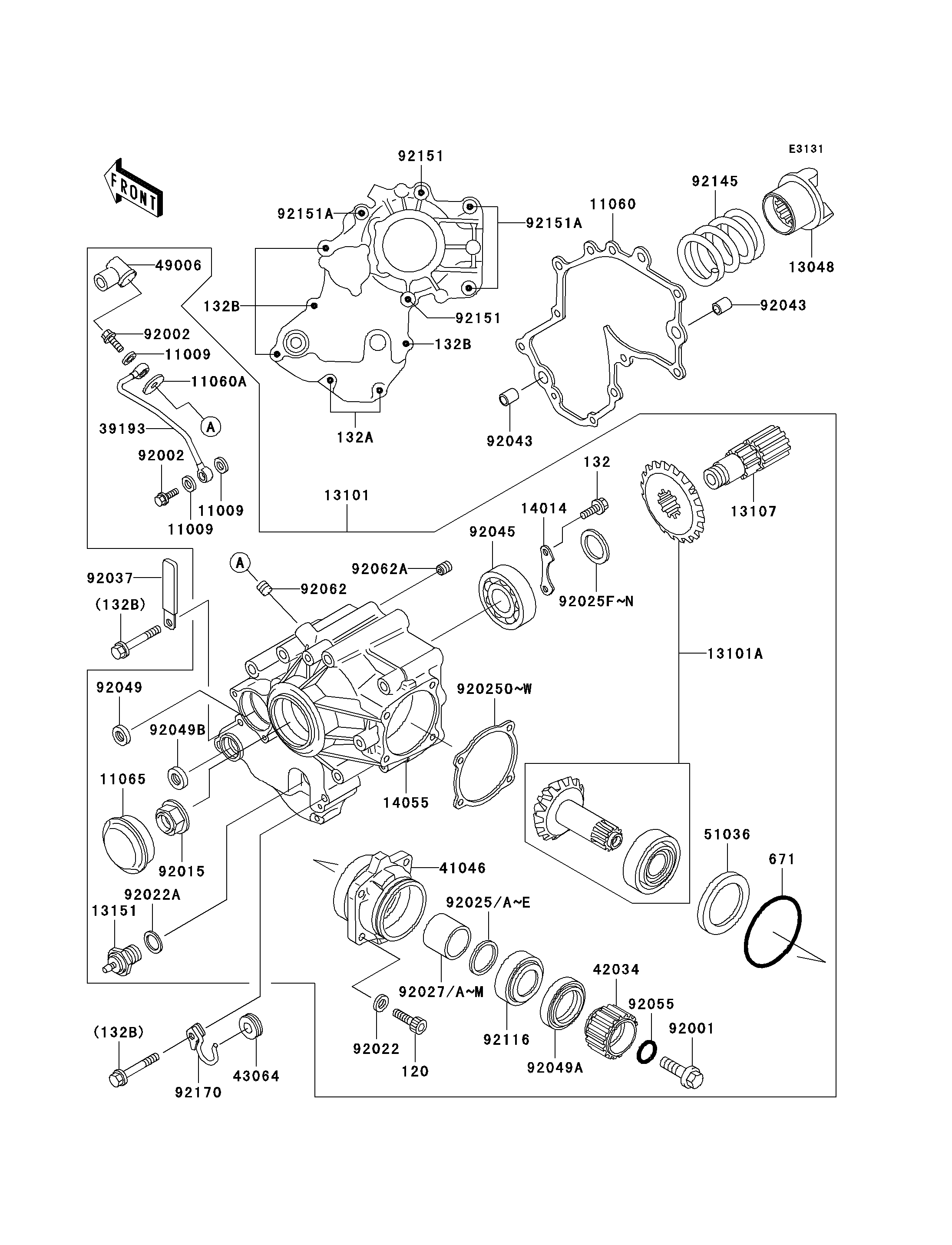 PIGNON CONIQUE AVANT POUR VN1500 DRIFTER VN1500-J1 ROUGE 1999 EUROPE