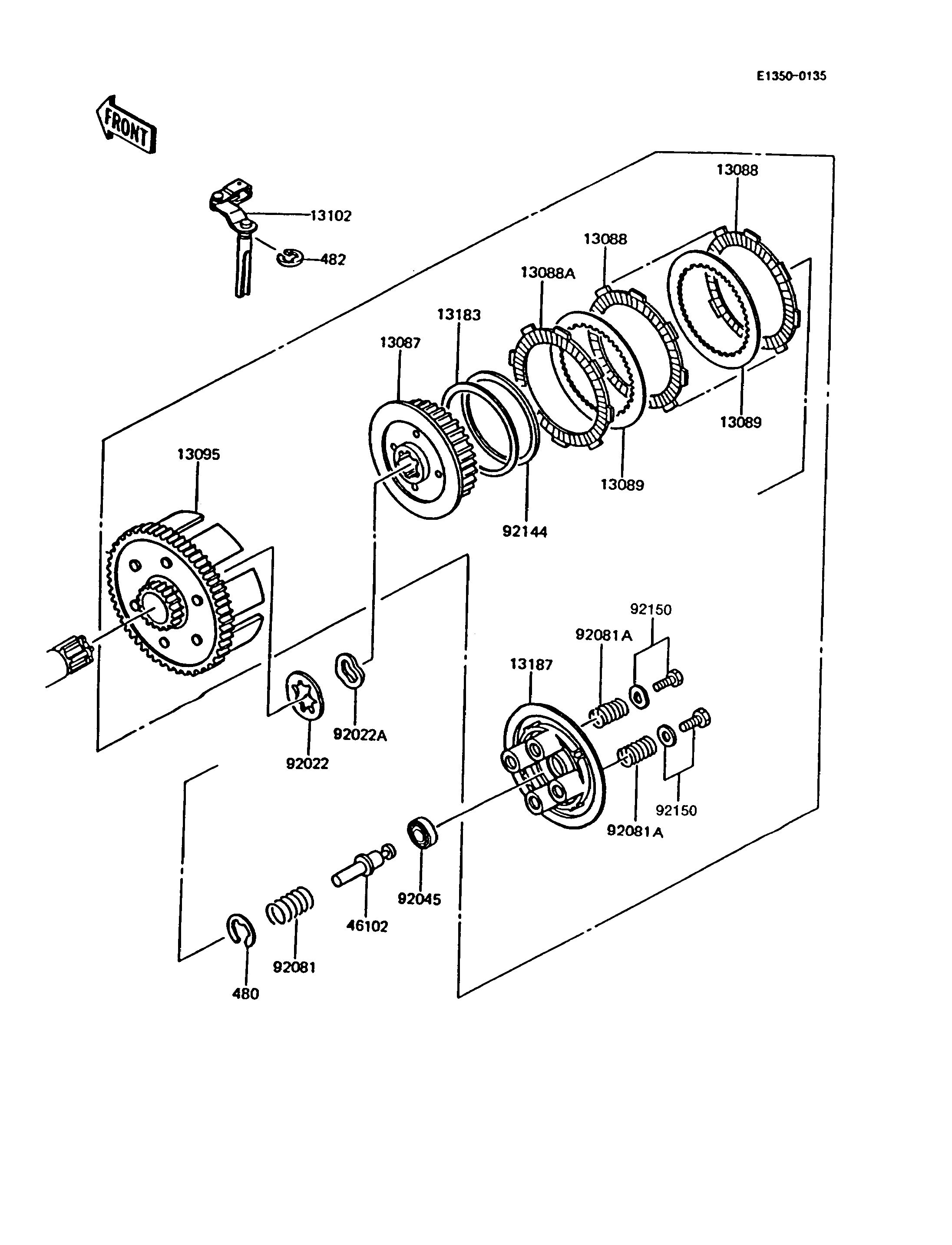 EMBRAYAGE POUR KMX125 KMX125 A11 NOIR 1998 EUROPE