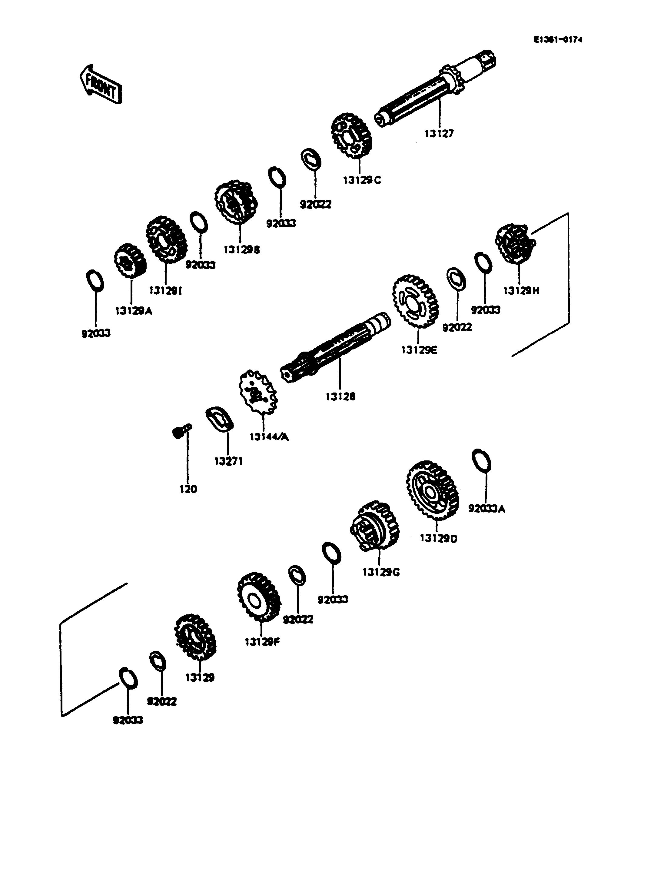 TRANSMISSION POUR KMX125 KMX125 A4 BLEU 1989 EUROPE