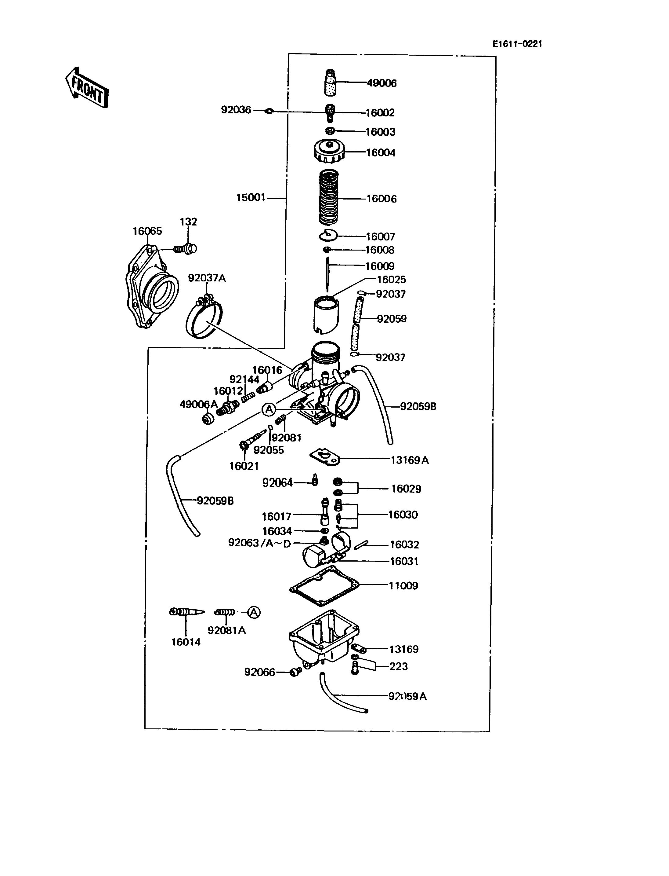 CARBURATEUR POUR KMX125 KMX125 A6 NOIR 1992 EUROPE