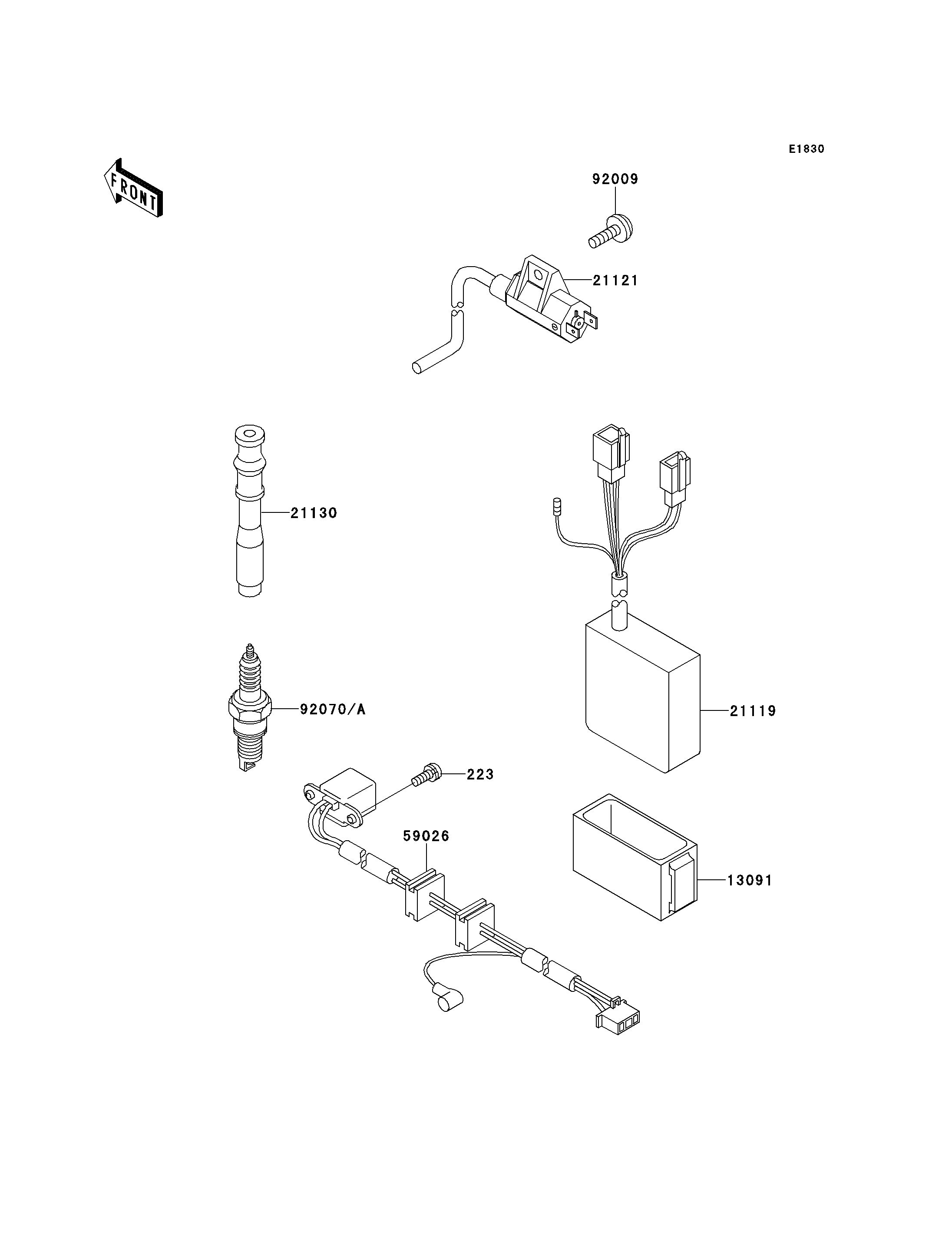 SYSTEME DALLUMAGE POUR KLX650 KLX650 C1 NOIR 1993 EUROPE